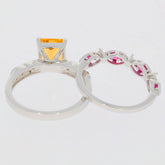 2 piece Set Sterling Silver Semi Mount Ring Setting Emerald OCT 9X7mm - Syzjewelry